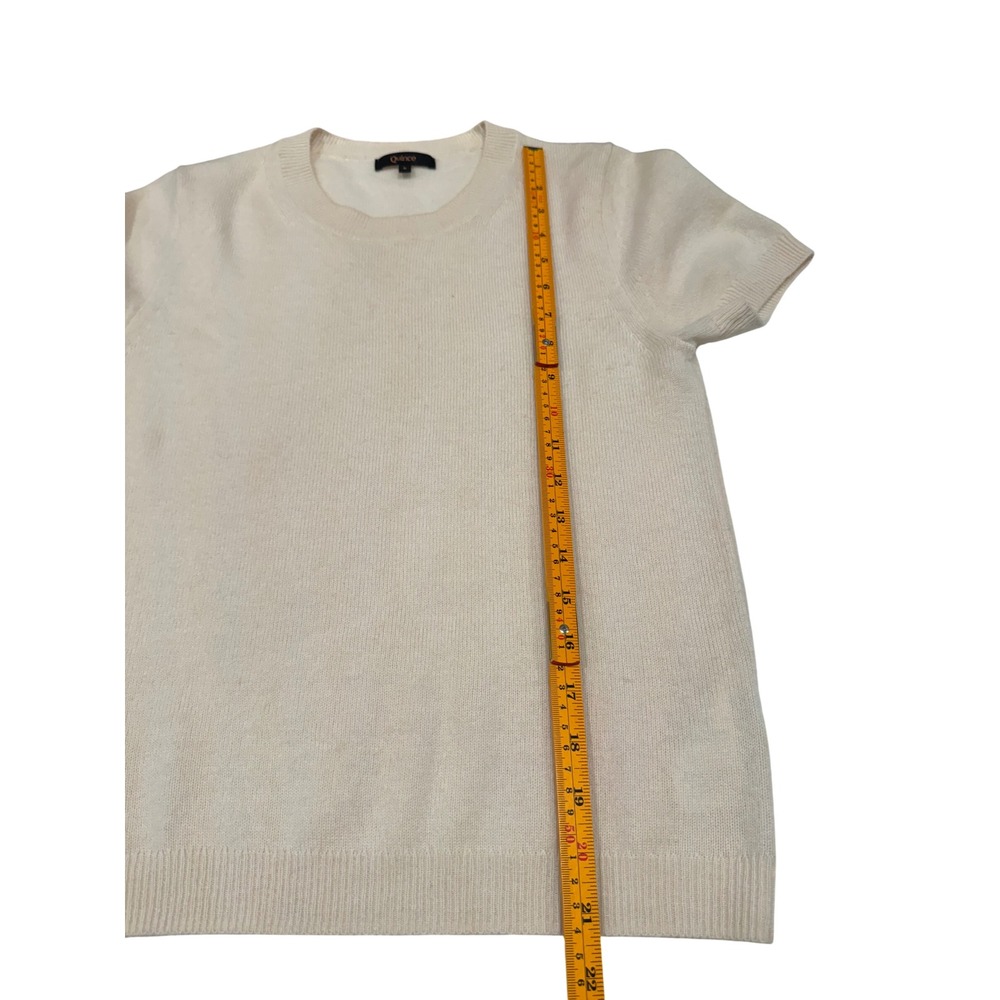 Quince Women 100% Cashmere Short Sleeve Crewneck Sweater Ivory Cream Small - Picture 5 of 5